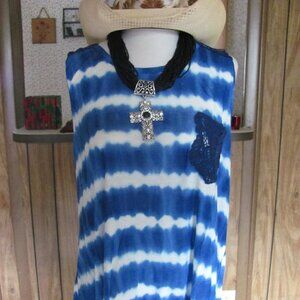 Rue 21 Plus Size Navy  Tie Dye Crochet Tank Top